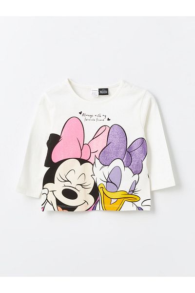 LC Waikiki Екіпірувальна горловина з довгим рукавом з принтом Minnie Mouse Baby Girl Tisort