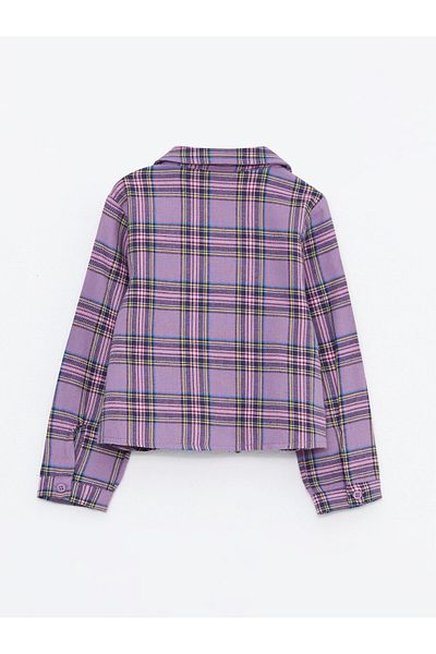 LC Waikiki Baby Collar Long Sleeve Plaid Patterned Baby Girl Shirt