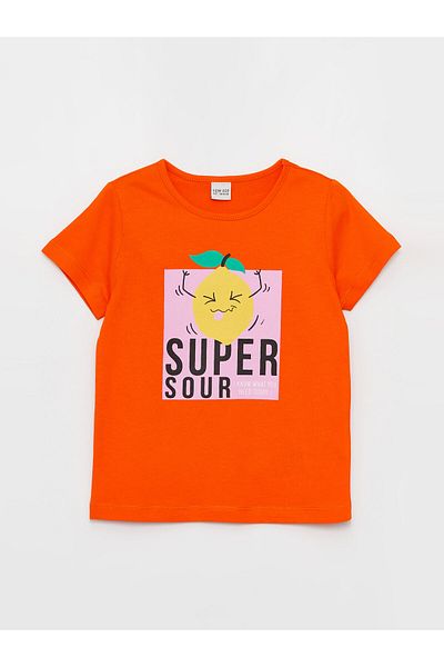 LC Waikiki Dziewczyna — T-shirt z krótkim rękawem i nadrukiem z okrągłym dekoltem