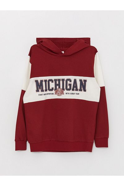 LC Waikiki Boy's Hooded Long Sleeve Sweatshirt - Printed