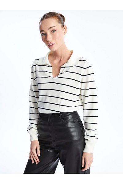 LC Waikiki Polo Neck Striped Long Sleeve Women's Knitwear Sweater