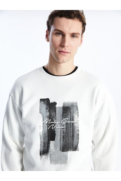 LC Waikiki Ανδρικό φούτερ - Crew Neck, Μακρυμάνικο, εμπριμέ