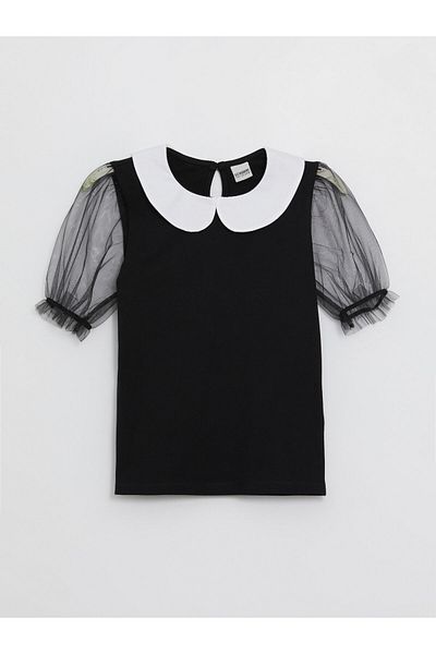 LC Waikiki Baby Collar Short Sleeve Girl's T-Shirt