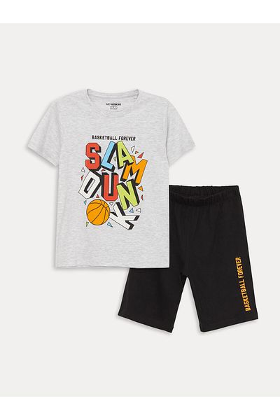 LC Waikiki Boy's Pajama Set with Shorts - Crew Neck, Short Sleeve