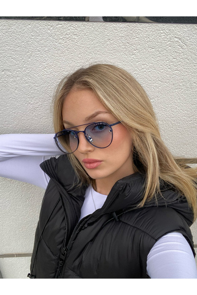 Angel Eyes نظارة شمسية نسائية تصميم قطرة الإطار الأزرق الزجاج الأزرق