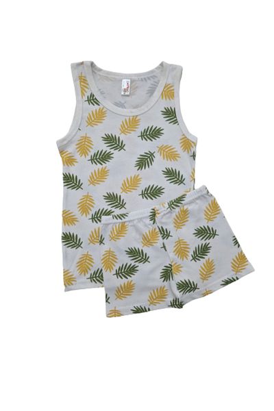 elmas kids Boy's Cotton White Leaf Patterned Athlete Boxer Set