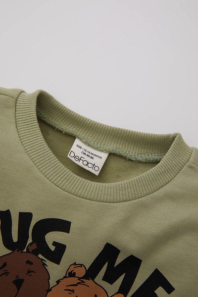 DeFacto Baby Boy Crew Neck Animal Patterned Soft Feather Thin Sweatshirt
