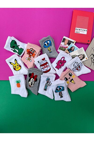 javenadze 12 Pack Different Character Patterned College Socks