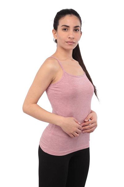 Lonca Tekstil Women's Rope Strap Dried Rose Cotton Undershirt
