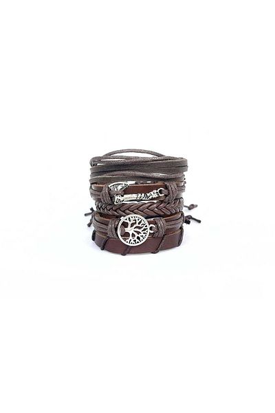 BSN Store 2 Set of 10 Genuine Leather Bracelets with Viking Axe and Infinity Figures
