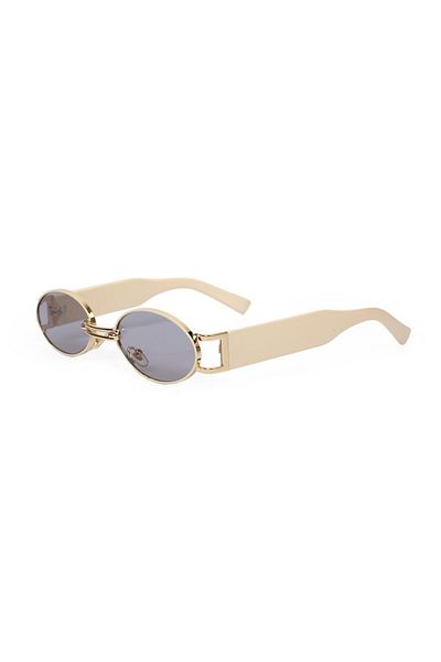 Angel Eyes Women's Sunglasses Oval Cream Frame Black Glass