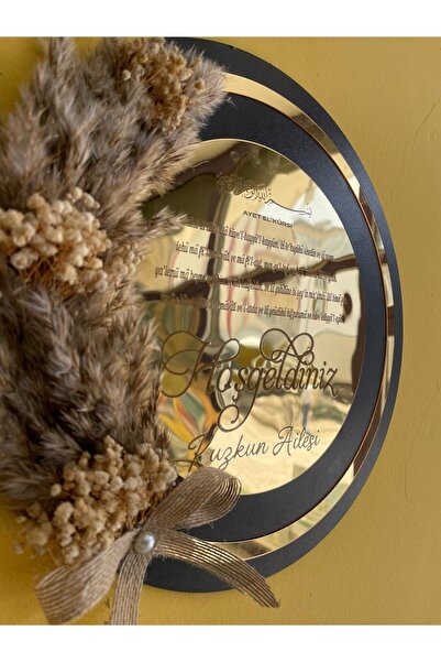 AralsTasarım Kişiye Özel Isimli Pampaslı Pleksi Ahşap Kapı Süsü