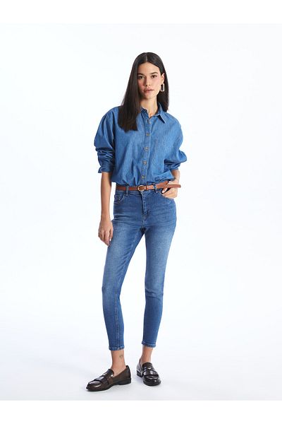 LC Waikiki Super Skinny Fit Damenjeans mit Gürtelbund