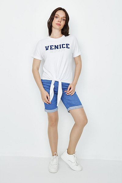 Select Moda Women's High Waist Folded Bermuda Shorts