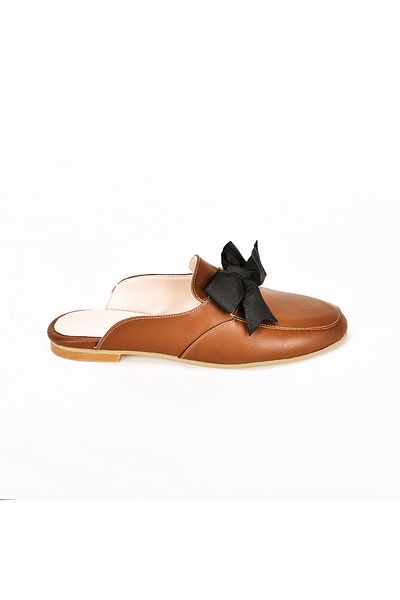 JustBow Кафяви дамски чехли