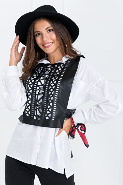 SİLENT LOVE DERİ ÖZEL ÜRETİM LAZER KESİM YELEK GÜNLÜK KIYAFET ÜZERİNE GİYİLEB...