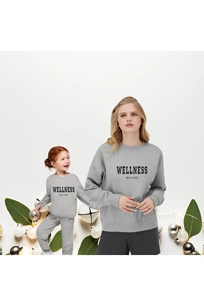 Modern Moda Суитшърт с принт Wellness за майка и дете