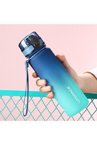 Uzspace 500ml Blue-turquoise Double Color Motivational Water Bottle Softtouch Ff Collection Tritan Water Bottle