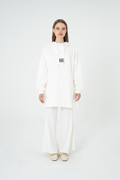 Garzia İtalia Kapüşonlu Kesik Detaylı Cepli Oversize Sweat