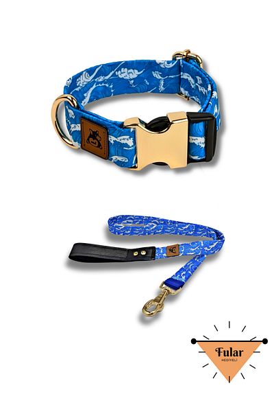 UTDpet Waves Dog Collar and Travel Dispatch Strap Set (With Scarf Gift)