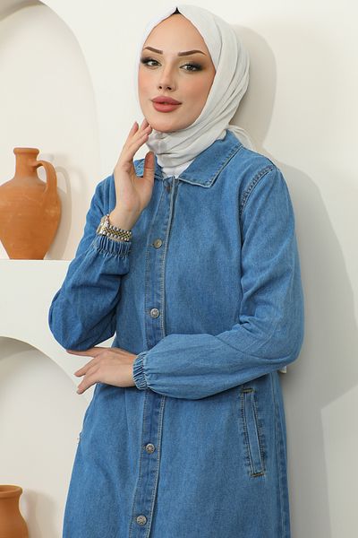 benguen 7809 Lange Jeansmütze Marineblau