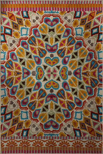 Rugs Modern Halı Çok Renkli Çiçek ve Geometrik Desenli Kreatif Modern Dekorat...