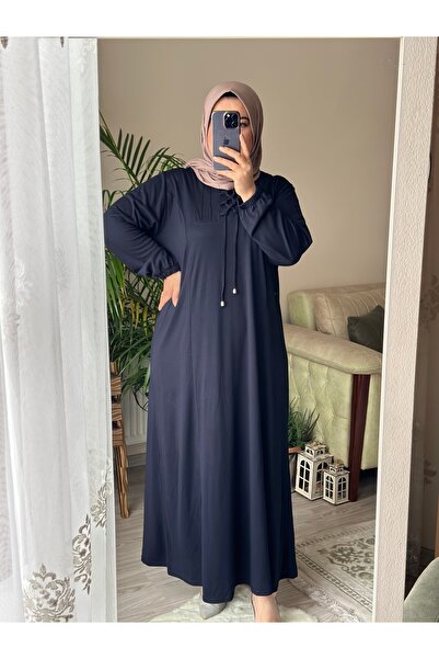 TDYtrendy Giyim Anne Çapraz İp Detaylı Büyük Beden Elbise