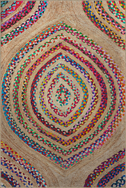 Rugs Modern Halı Bej Temalı Çok Renkli Soyut Geometrik Desenli Kreatif Modern...