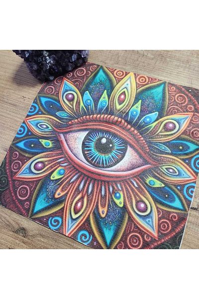 fırsatlar diyarı 75x75 Cm Pânză pentru altar de tarot cu un ochi rău / Pânză de tarot