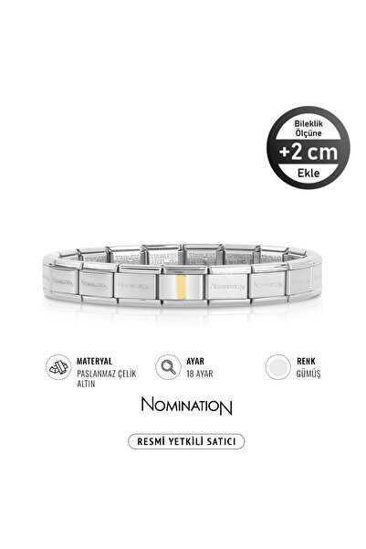 NOMİNATİON Italy Composable Klasik Paslanmaz Çelik Bileklik Gümüş Rengi ve 18...