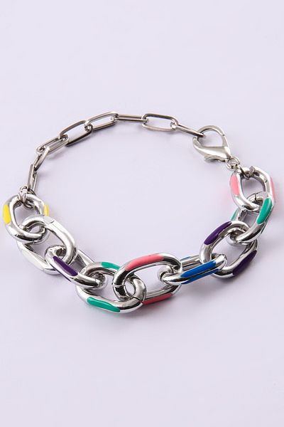 Serelia Mix Enamel Chain Steel Bracelet