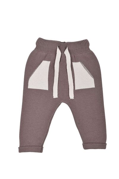 Minora Knitwear Winter Baby Pocket Detailed Elastic Waist Trousers Brown