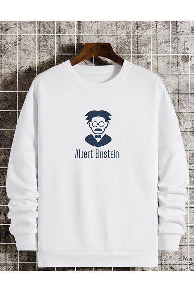 AEMİ Φούτερ με στάμπα Albert Einstein Unisex Oversize Crew Neck