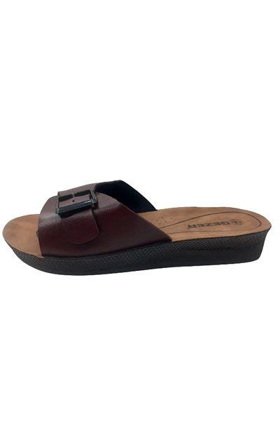 GEZER Women's Burgundy Buckle Ultra Light Walking Slippers