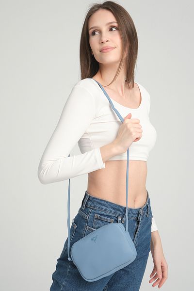 Garbalia Mini geantă pentru femei Liberty Blue cu curea de umăr reglabilă cu mâner încrucișat și fermoar