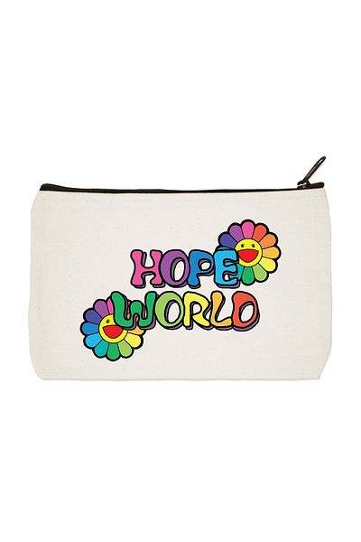 designedfy Hope World Printed υφασμάτινη τσάντα μακιγιάζ Τσάντα χειρός με θήκη για στυλό