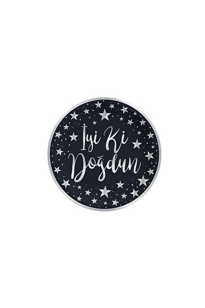 BalonEvi SILVER-SILVER VARAK PRINTED GOOD BORN PLATE BLACK