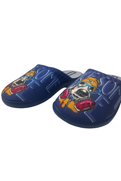 GEZER Boy's Navy Blue Dog Figure Indoor Slippers
