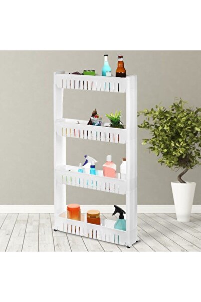 EveFix 4 Katlı Tekerlekli Ince Raf Ünitesi - Mutfak Düzenleyici Raf