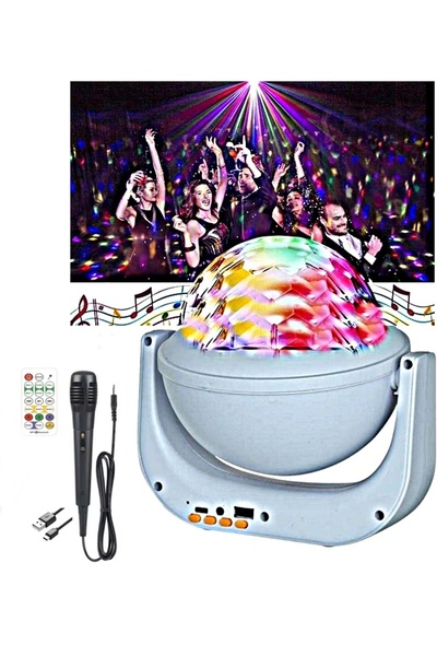 newnet RGB Bluetoothlu Kareoke Hoparlör - Disko Topu Sese Duyarlı Renkler Kum...