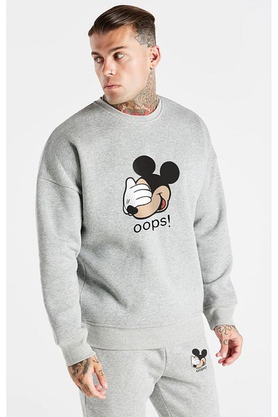 TRENDKUTU Men's Mickey Mouse Printed Tracksuit Sweatshirt Bottom-Top Set