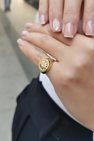 Utku Kuyumculuk 14 AYAR YONCA KABARTMALI SERÇE PARMAK ŞÖVALYE ALTIN YÜZÜK