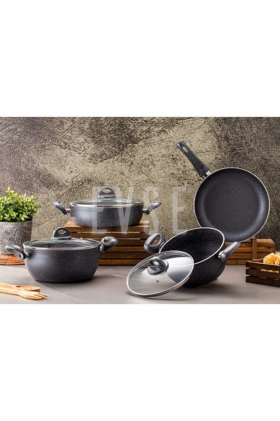 Evse 7 Piece Granite Pot Pan Set