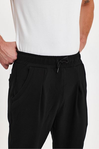 CLIPMAN Ανδρικό παντελόνι Jogger με κανονική εφαρμογή, ελαστικό πόδι, μαύρο