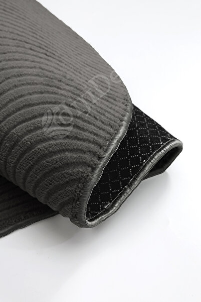 Dijidekor Avangard Round Carpet Sahara Anthracite Bathroom Rug Erasable 190X190