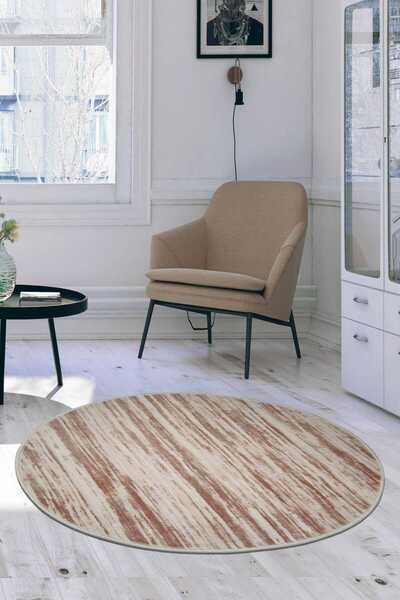 Dijidekor Carpet Level Mink Round Non-Slip Base Washable 120X120
