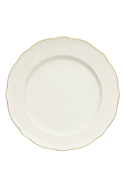 Kütahya Porselen KÜTAHYA PORSELEN Bone İlay Pasta Tabağı 21 cm Altın Fileli