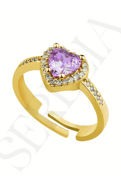 Serelia Zircon Stone Adjustable Heart Steel Ring
