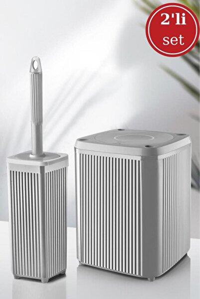 Flora Sallanır Kapak Lüks Kare Çöp Kovası (7 lt) ve Klozet WC Tuvalet Fırçası...