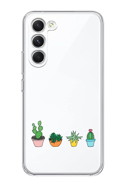 shoptocase Galaxy S23 Uyumlu Şeffaf Kaktüsler Telefon Kılıfı